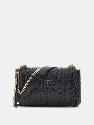 Guess Stacey Dönüştürülebilir Kapaklı Kadın Siyah Çapraz Çanta HWGG9741210-BLA