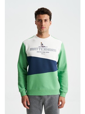 Ar-ma Erkek Bisiklet Yaka Sweatshirt Yazi Baskili Cepsiz Regular Fit Şardonlu Üç İplik K28124602801