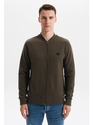 Ar-ma Erkek Tam Fermuar Sweatshirt Baskisiz Basic Fleto Cepli Dik Yaka Slim Fit Karbon Firçali Selanik K30324698302