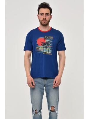Ar-ma Erkek Bisiklet Yaka Tişört Resim Baskili Regular Fit Penye Süprem Y22344402701