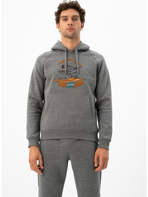 Ar-ma Erkek Kapşonlu Sweatshirt Yazi Baskili Kanguru Cepli Regular Fit Şardonlu Üç İplik K24254927901