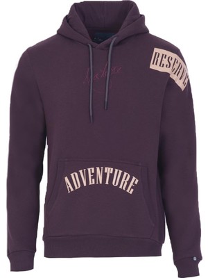 Ar-ma Erkek Kapşonlu Sweatshirt Yazi Baskili Kanguru Cepli Regular Fit Şardonlu Üç İplik K22254919801