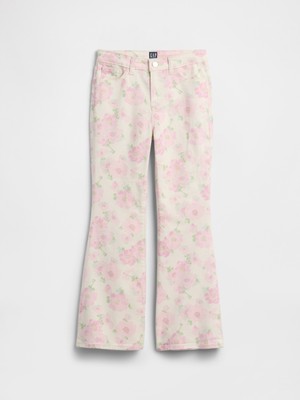 Gap Kız Çocuk Pembe Kids High Rise Baskılı '70S Flare Jean Pantolon