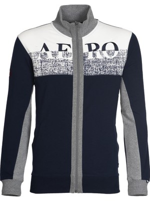 Ar-ma Erkek Tam Fermuar Sweatshirt Yazi Baskili Fleto Cepli Dik Yaka Regular Fit Karbon Firçali Licrali 2 İplik K21324992101