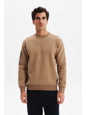 Ar-ma Erkek Bisiklet Yaka Sweatshirt Baskisiz Basic Sağ Kol Fermuar Cepli Regular Fit Şardonlu Üç İplik K30124603302