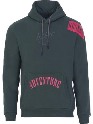 Ar-ma Erkek Kapşonlu Sweatshirt Yazi Baskili Kanguru Cepli Regular Fit Şardonlu Üç İplik K22254919801
