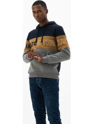 Ar-ma Erkek Kapşonlu Sweatshirt Yazi Baskili Kanguru Cepli Regular Fit Şardonlu Üç İplik K24254928201