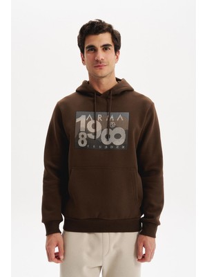 Ar-ma Erkek Kapşonlu Sweatshirt Yazi Baskili Kanguru Cepli Regular Fit Şardonlu Üç İplik K30254628702
