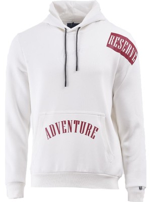 Ar-ma Erkek Kapşonlu Sweatshirt Yazi Baskili Kanguru Cepli Regular Fit Şardonlu Üç İplik K22254919801