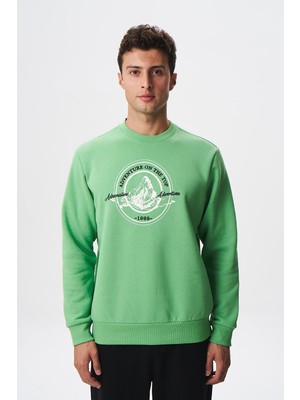 Ar-ma Erkek Bisiklet Yaka Sweatshirt Yazi Baskili Cepsiz Regular Fit Şardonlu Üç İplik K28124602901