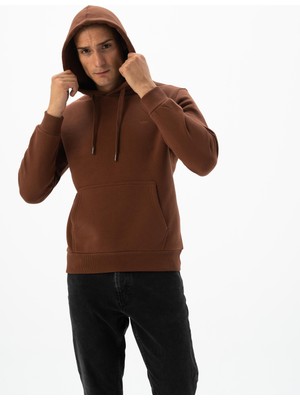 Ar-ma Erkek Kapşonlu Sweatshirt Baskisiz Kanguru Cepli Regular Fit Şardonlu Üç İplik K24254928801