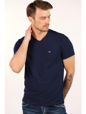 Ar-ma Erkek V Yaka Tişört Baskisiz Basic Slim Fit Full Süprem Y22364451501
