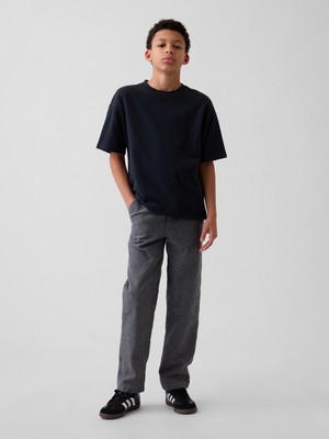 Gap Erkek Çocuk Siyah Keten Karışımı Relaxed Easy Pantolon