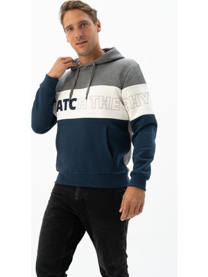Ar-ma Erkek Kapşonlu Sweatshirt Yazi Baskili Kanguru Cepli Regular Fit Şardonlu Üç İplik K24254928201