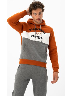 Ar-ma Erkek Kapşonlu Sweatshirt Yazi Baskili Kanguru Cepli Regular Fit Şardonlu Üç İplik K24254928701