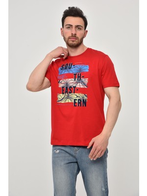 Ar-ma Erkek Bisiklet Yaka Tişört Yazi Baskili Regular Fit Penye Süprem Y22344402601