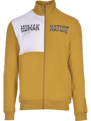 Ar-ma Erkek Tam Fermuar Sweatshirt Yazi Baskili Fleto Cepli Dik Yaka Regular Fit Karbon Firçali Licrali 2 İplik K22324993301