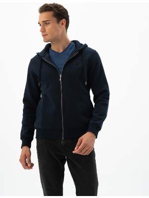 Ar-ma Erkek Tam Fermuar Sweatshirt Basic Baskisiz Kapşonlu Fleto Cepli Regular Fit Şardonlu Üç İplik K24324935801