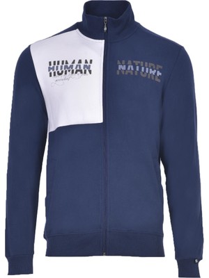 Ar-ma Erkek Tam Fermuar Sweatshirt Yazi Baskili Fleto Cepli Dik Yaka Regular Fit Karbon Firçali Licrali 2 İplik K22324993301