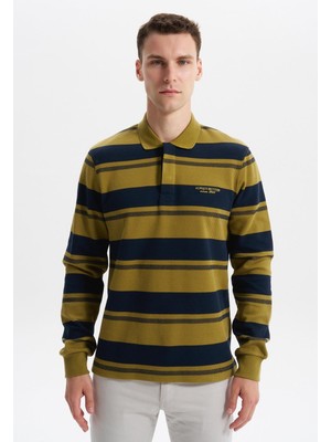 Ar-ma Erkek Polo Yaka Sweatshirt Baskisiz Çizgili Düğmeli Cepsiz Regular Fit Ringel Pike K30554953002