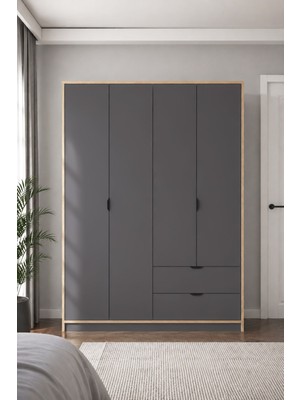 Sarmobi Arden 4 Kapaklı 2 Çekmeceli Gardırop/dolap 128X182X44 cm Atlas Çam – Modern Tasarım