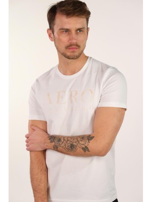 Ar-ma Erkek Bisiklet Yaka Tişört Yazi Baskili Slim Fit Full Süprem Y22344450501