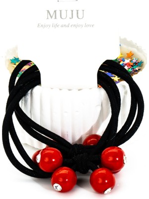 Biem Accessory Biem Kırmızı Boncuklu Lastik Toka