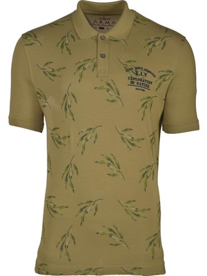 Ar-ma Erkek Polo Yaka Tişört Yazi Baskili Regular Fit Tek Toplama Licrali Pike Y21374274601