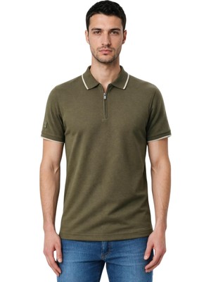 Ar-ma Erkek Polo Yaka Tişört Baskisiz Basic Yaka Fermuarli Regular Fit Çift Toplama Penye Pike Y31374356502