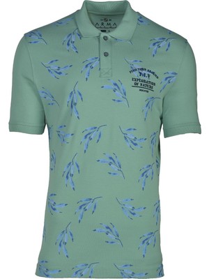 Ar-ma Erkek Polo Yaka Tişört Yazi Baskili Regular Fit Tek Toplama Licrali Pike Y21374274601