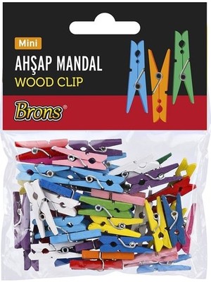 Brons BR-908 Mini Renkli Ahşap Mandal 2.5 cm 25'li Renkli ve Kullanışlı