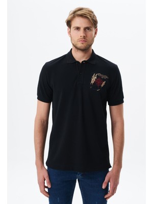 Ar-ma Erkek Polo Yaka Tişört Yazi Baskili Regular Fit Çift Toplama Penye Pike Y29374356202