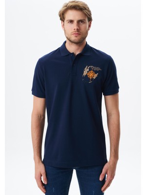 Ar-ma Erkek Polo Yaka Tişört Yazi Baskili Regular Fit Çift Toplama Penye Pike Y29374356202