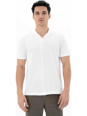 Ar-ma Erkek Gömlek Polo Yaka Kisa Kollu Düğme Kapamali Cepsiz Gömlek Regular Fit Çift Toplama Penye Pike Y25374351101