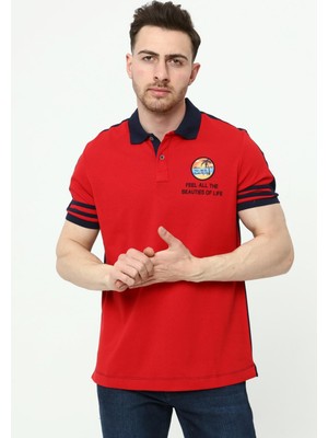 Ar-ma Erkek Polo Yaka Tişört Yazi Baskili Regular Fit Tek Toplama Licrali Pike Y22374300901