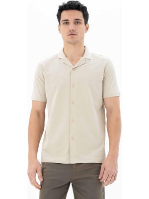 Ar-ma Erkek Gömlek Polo Yaka Kisa Kollu Düğme Kapamali Cepsiz Gömlek Regular Fit Çift Toplama Penye Pike Y25374351101