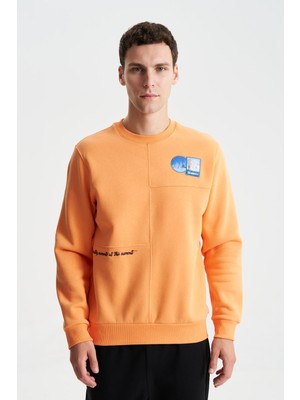 Ar-ma Erkek Bisiklet Yaka Sweatshirt Yazi Baskili Cepsiz Regular Fit Şardonlu Üç İplik K28124602001