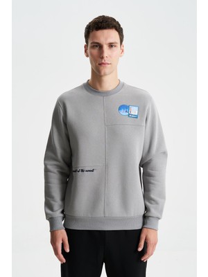 Ar-ma Erkek Bisiklet Yaka Sweatshirt Yazi Baskili Cepsiz Regular Fit Şardonlu Üç İplik K28124602001