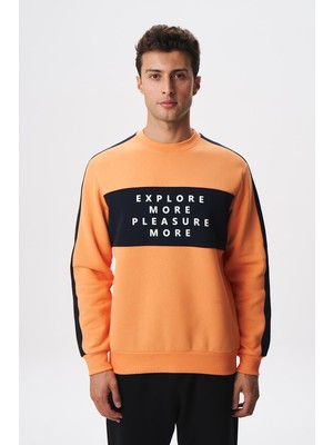 Ar-ma Erkek Bisiklet Yaka Sweatshirt Yazi Baskili Cepsiz Regular Fit Şardonlu Üç İplik K28124602601