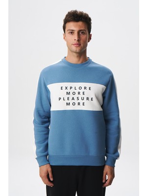 Ar-ma Erkek Bisiklet Yaka Sweatshirt Yazi Baskili Cepsiz Regular Fit Şardonlu Üç İplik K28124602601