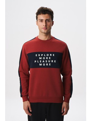 Ar-ma Erkek Bisiklet Yaka Sweatshirt Yazi Baskili Cepsiz Regular Fit Şardonlu Üç İplik K28124602601