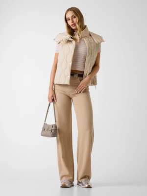Guess Wide Leg Kadın Bej Pallazo Pantolon W6YA1AD1444-F14Z