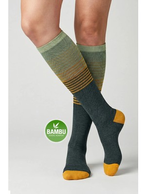 Gowith Bambu Renkli Dikişsiz Diz Boyu 15-20 mm Hg Basınçlı Kompresyon Çorap 3590