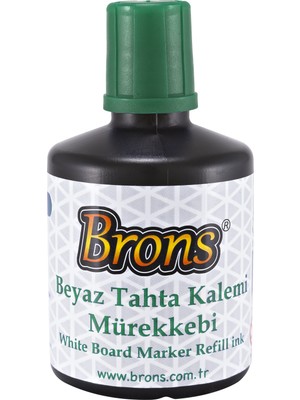 Brons Br-363 Yeşil Beyaz Tahta Kalemi Mürekkebi 100 Cc Sarf Malzemeleri İçin Uygun