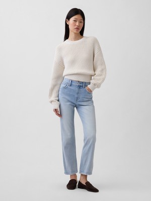 Gap Kadın Açık Mavi High Rise ’90S Slim Straight Crop Jean Pantolon