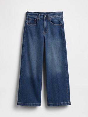 Gap Kadın Koyu Mavi High Rise Stride Wide-Leg Ankle Jean Pantolon