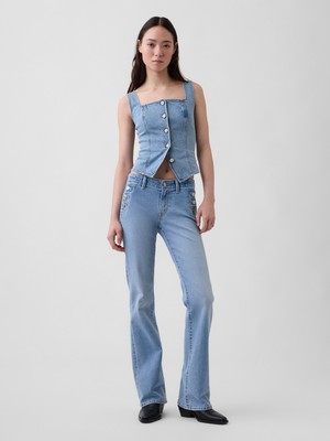 Gap Kadın Açık Mavi Low Rise Long & Lean Sailor Jean Pantolon