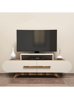 Variant Concept Rose Modern Tasarımlı Tv Ünitesi Ceviz - Ekru 145 cm Suntalam Malzeme ile Dayanıklı