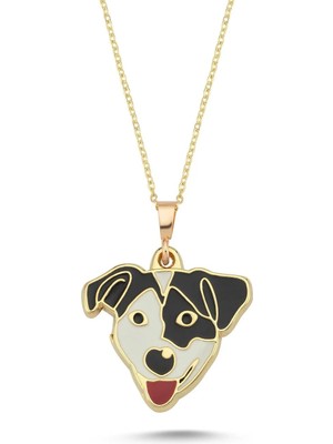Jack Russel Siyah Beyaz Mineli Kolye