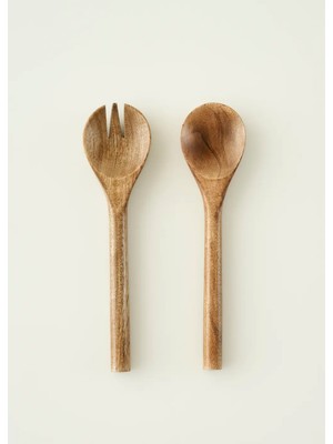 Wooden Mango Salata Servis Seti Kahverengi (28X7 Cm)